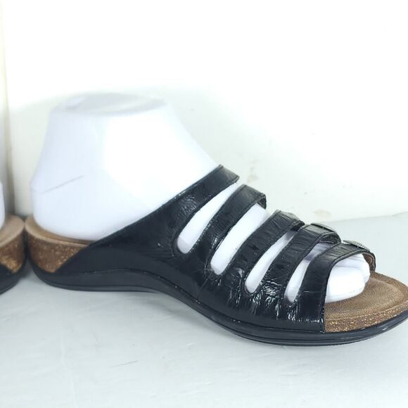 Dansko Women's Janie EU38 US7-7,5 Black Leather Slip-On Slide Sandals Shoes - Picture 8 of 16